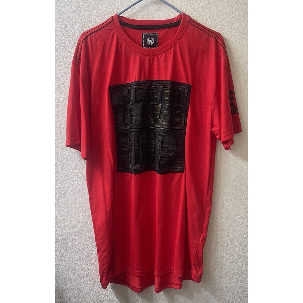 CR-24 Red & Black Designer Men’s Fashion T Shirt “NEVER GIVE UP” Size 3XL EUC